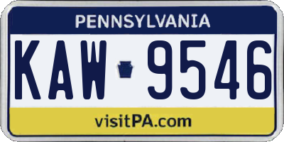 PA license plate KAW9546