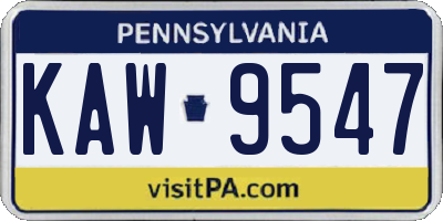 PA license plate KAW9547
