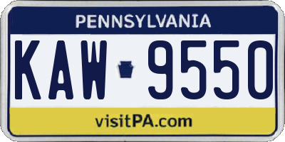 PA license plate KAW9550
