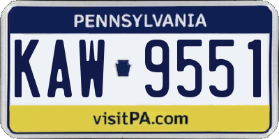PA license plate KAW9551