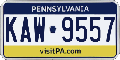 PA license plate KAW9557