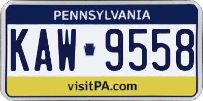 PA license plate KAW9558