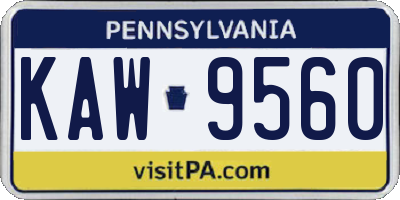 PA license plate KAW9560