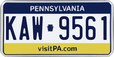 PA license plate KAW9561