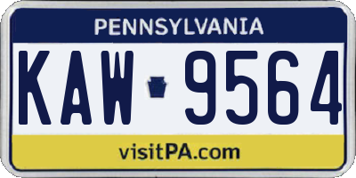 PA license plate KAW9564