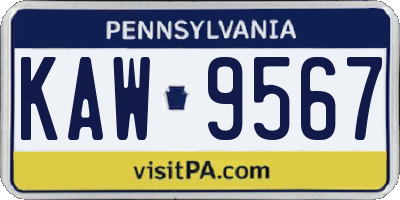 PA license plate KAW9567
