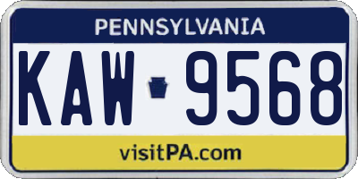 PA license plate KAW9568