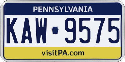 PA license plate KAW9575