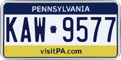 PA license plate KAW9577