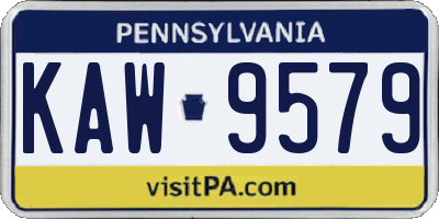 PA license plate KAW9579
