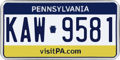 PA license plate KAW9581