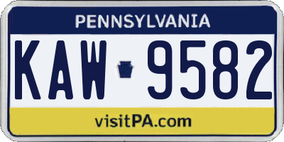 PA license plate KAW9582