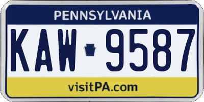 PA license plate KAW9587
