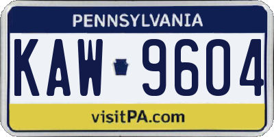 PA license plate KAW9604