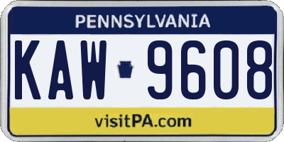 PA license plate KAW9608