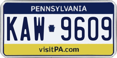 PA license plate KAW9609