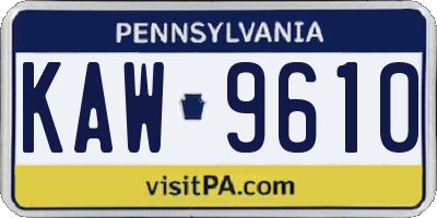 PA license plate KAW9610