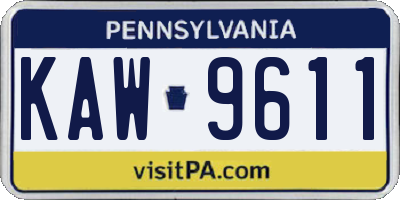 PA license plate KAW9611