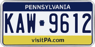 PA license plate KAW9612