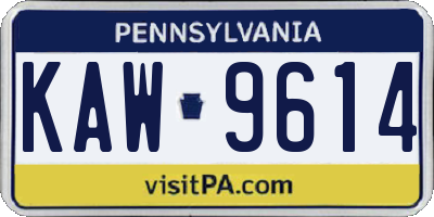 PA license plate KAW9614