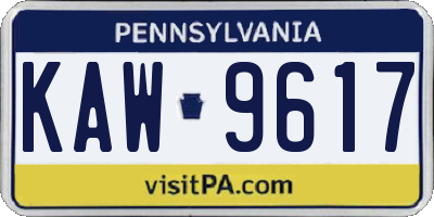 PA license plate KAW9617