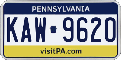 PA license plate KAW9620