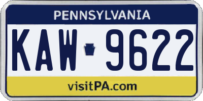 PA license plate KAW9622