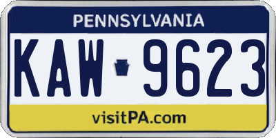 PA license plate KAW9623