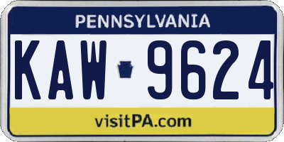 PA license plate KAW9624