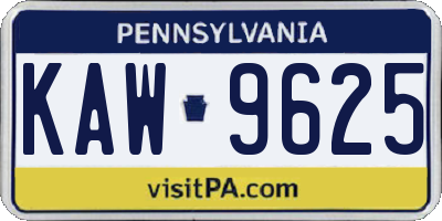 PA license plate KAW9625