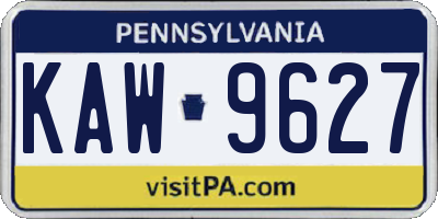 PA license plate KAW9627