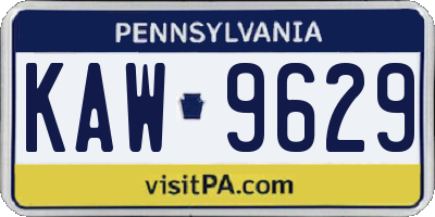 PA license plate KAW9629