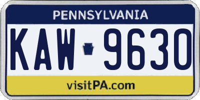 PA license plate KAW9630