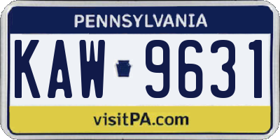 PA license plate KAW9631