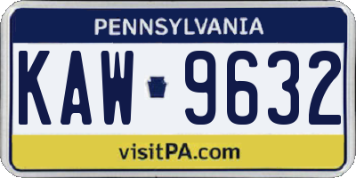 PA license plate KAW9632