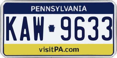 PA license plate KAW9633