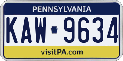 PA license plate KAW9634