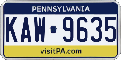 PA license plate KAW9635