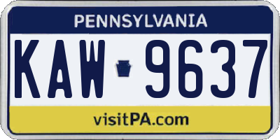 PA license plate KAW9637