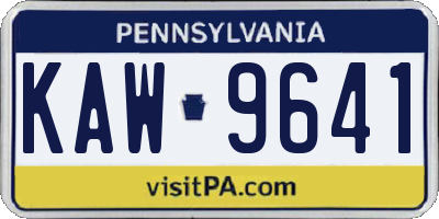 PA license plate KAW9641