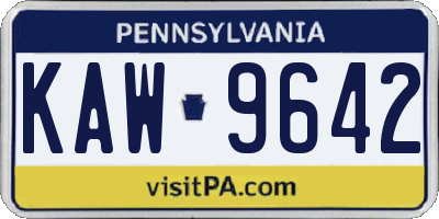 PA license plate KAW9642