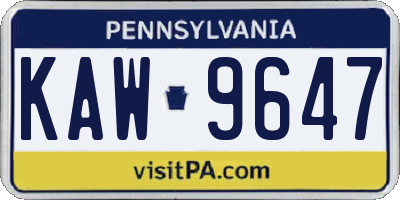 PA license plate KAW9647