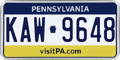 PA license plate KAW9648