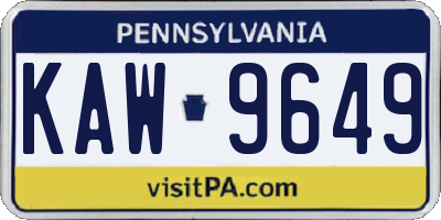 PA license plate KAW9649