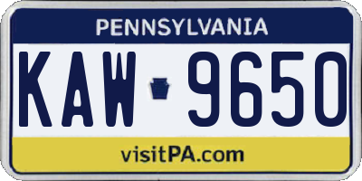 PA license plate KAW9650