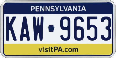 PA license plate KAW9653