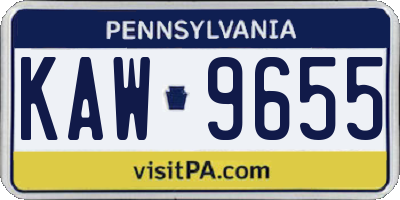 PA license plate KAW9655
