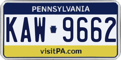 PA license plate KAW9662