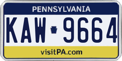 PA license plate KAW9664