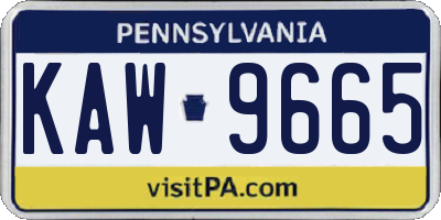 PA license plate KAW9665